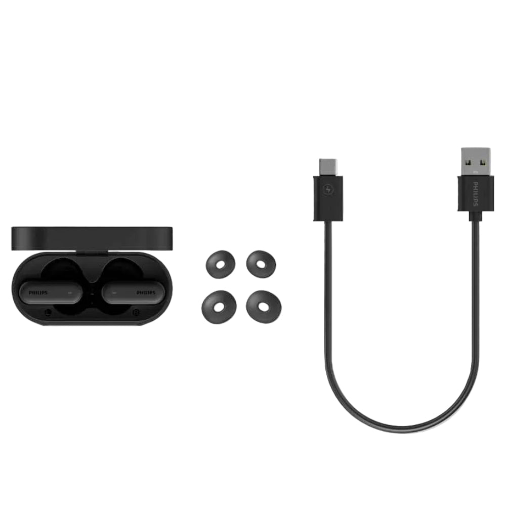 אוזניות אלחוטיות PHILIPS TAT6000BK שחור + קייס חכם