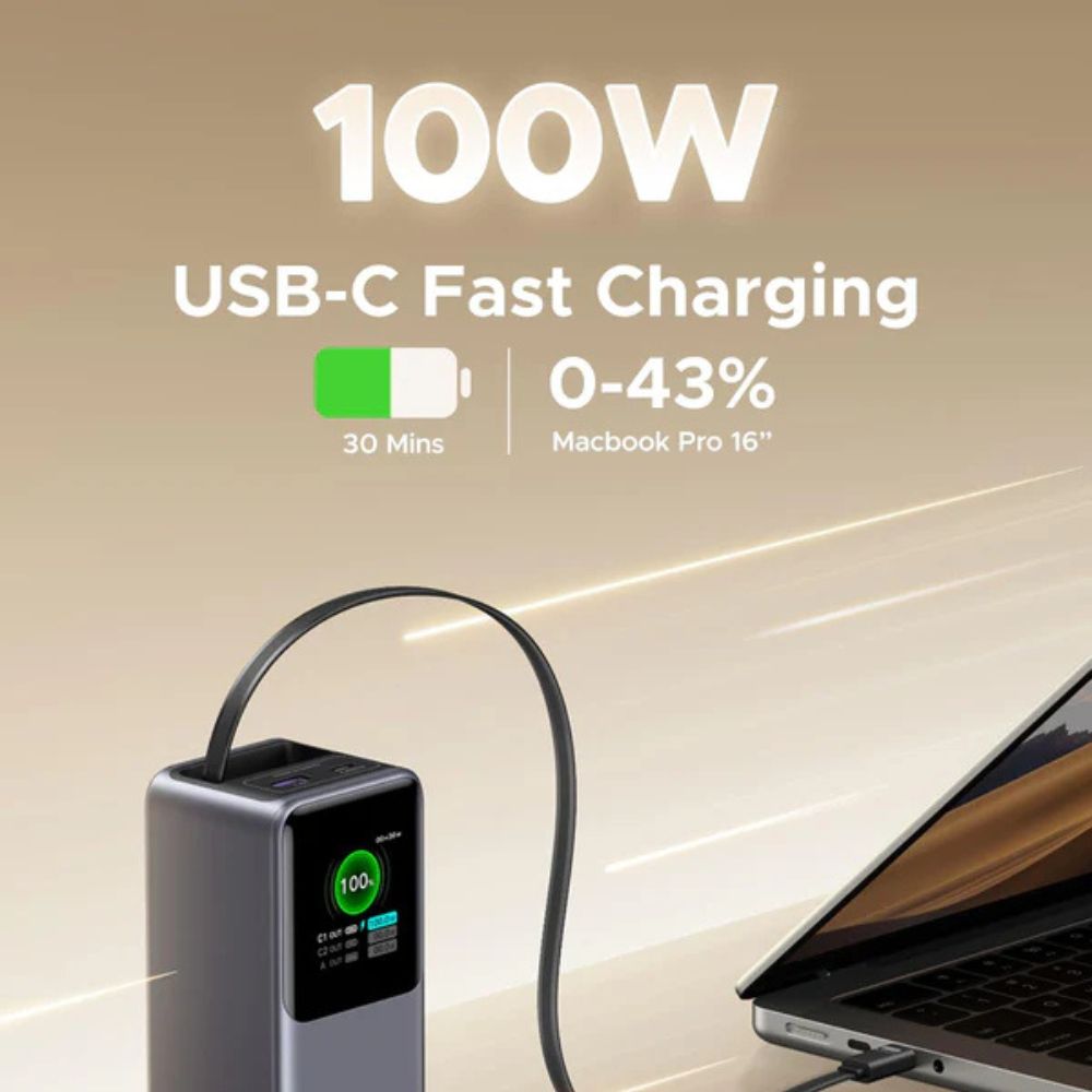 סוללת גיבוי Ugreen עם כבל מובנה Nexode 20000mah 165w 2c1a